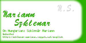 mariann szklenar business card